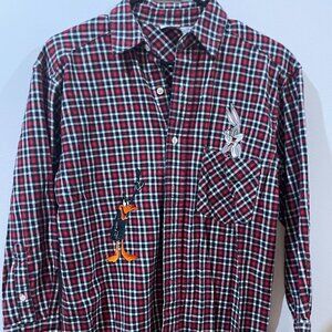 ACME Clothing Donald Duck Bugs Bunny Plaid Shirt XS